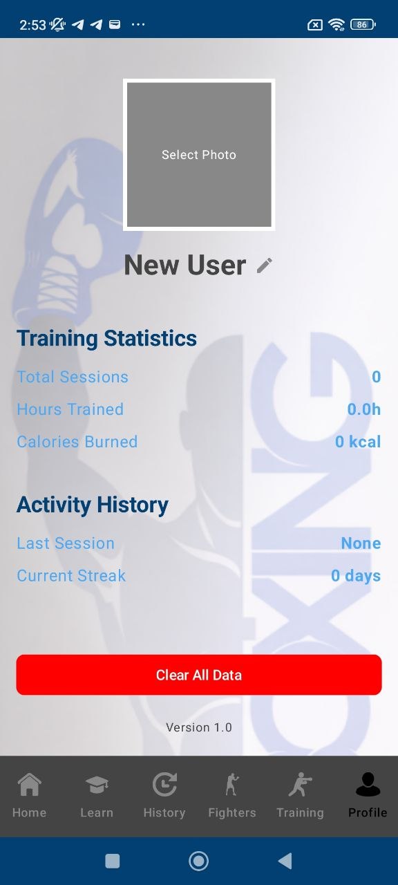 Boxer profile screen